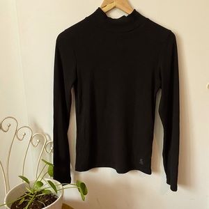 Black Mock Neck Long Sleeved Top